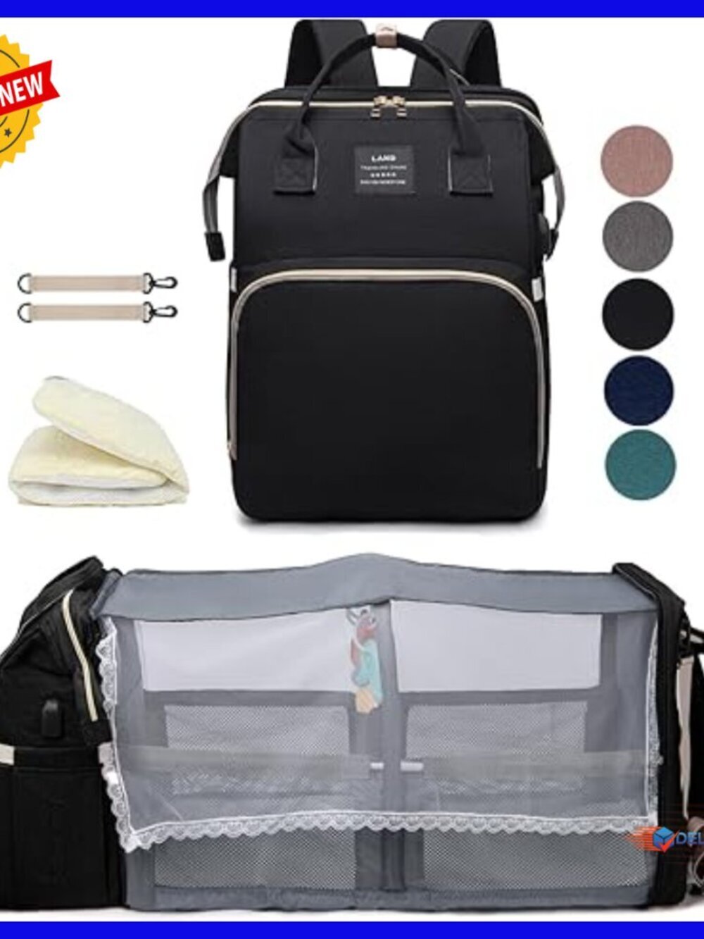 Large Diaper Backpack with Changing Station, 25L Capacity, Travel Bag